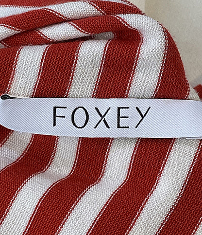 美品 foxey 半袖ニット CANDY STICK Striped Cut sew 42123-KSTOF10LO レディース SIZE 38 フォクシー