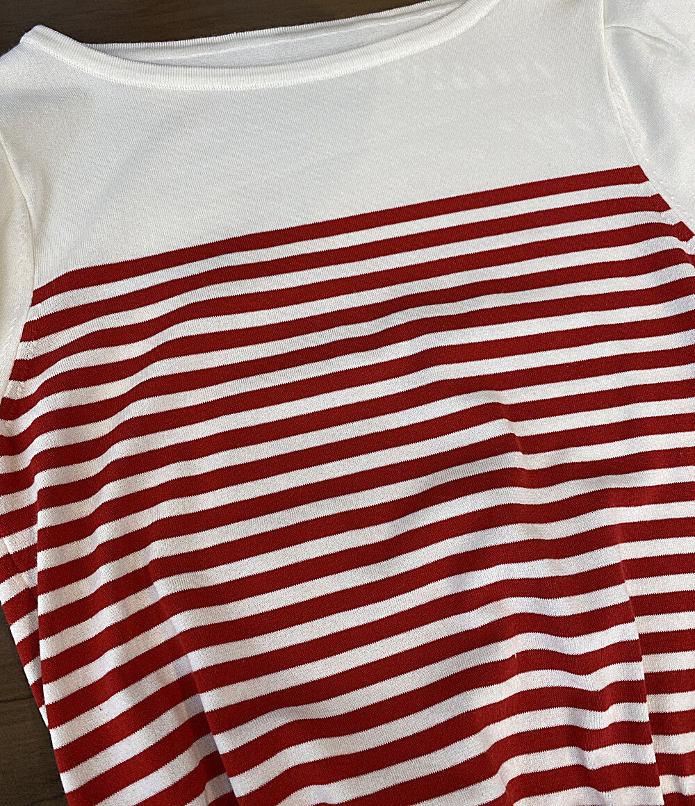 美品 foxey 半袖ニット CANDY STICK Striped Cut sew 42123-KSTOF10LO レディース SIZE 38 フォクシー