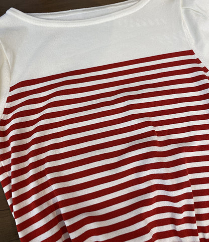 美品 foxey 半袖ニット CANDY STICK Striped Cut sew 42123-KSTOF10LO レディース SIZE 38 フォクシー