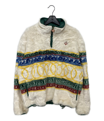 美品 Casablanca ファージャケット Jacquard Faux Fur Pullover Jacket MF24-OT-123-01 メンズ SIZE L カサブランカ