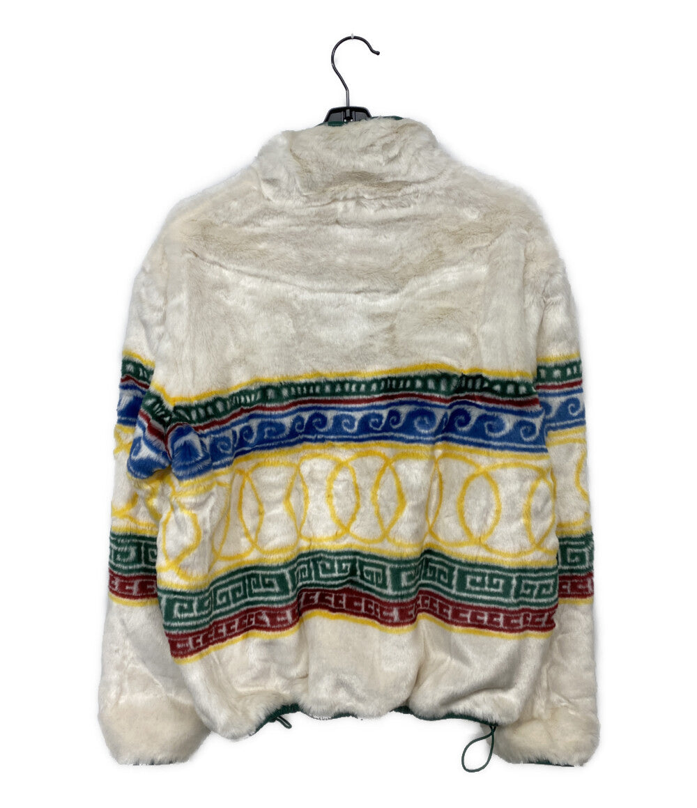 美品 Casablanca ファージャケット Jacquard Faux Fur Pullover Jacket MF24-OT-123-01 メンズ SIZE L カサブランカ