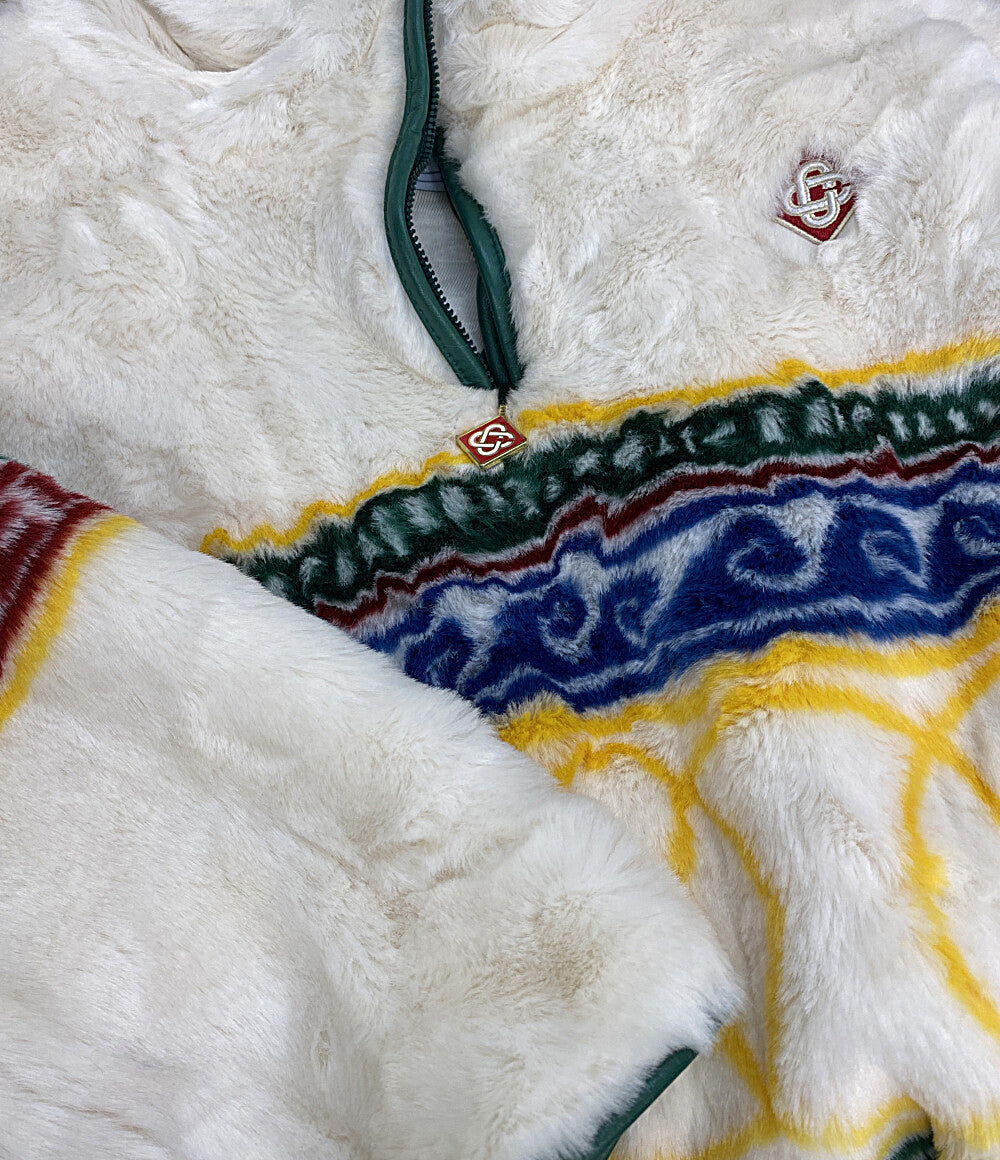美品 Casablanca ファージャケット Jacquard Faux Fur Pullover Jacket MF24-OT-123-01 メンズ SIZE L カサブランカ