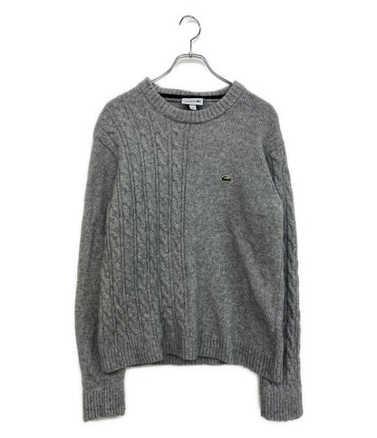美品 LACOSTE ニット グレー AH6998 メンズ SIZE L ラコステ