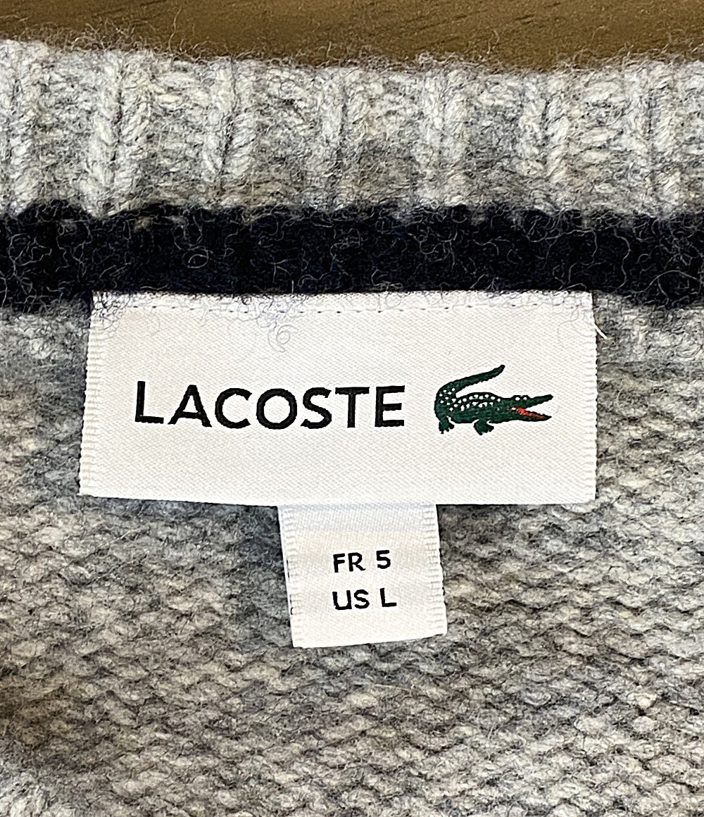 美品 LACOSTE ニット グレー AH6998 メンズ SIZE L ラコステ