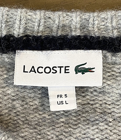 美品 LACOSTE ニット グレー AH6998 メンズ SIZE L ラコステ