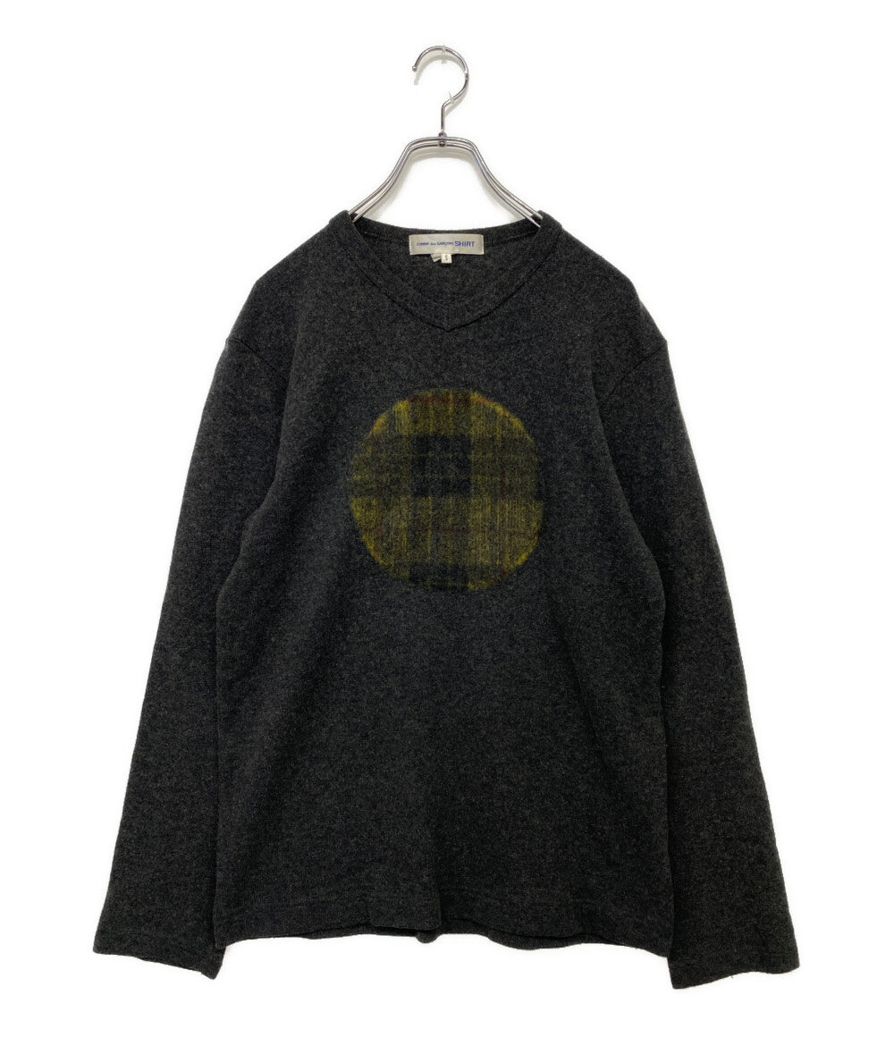COMME des GARCONS ウールニット グレー チェック W18080 メンズ SIZE S コムデギャルソン