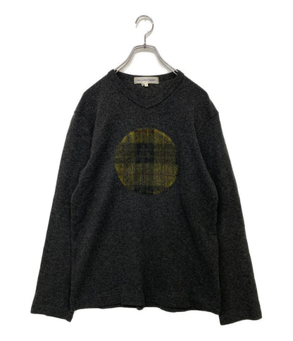 COMME des GARCONS ウールニット グレー チェック W18080 メンズ SIZE S コムデギャルソン