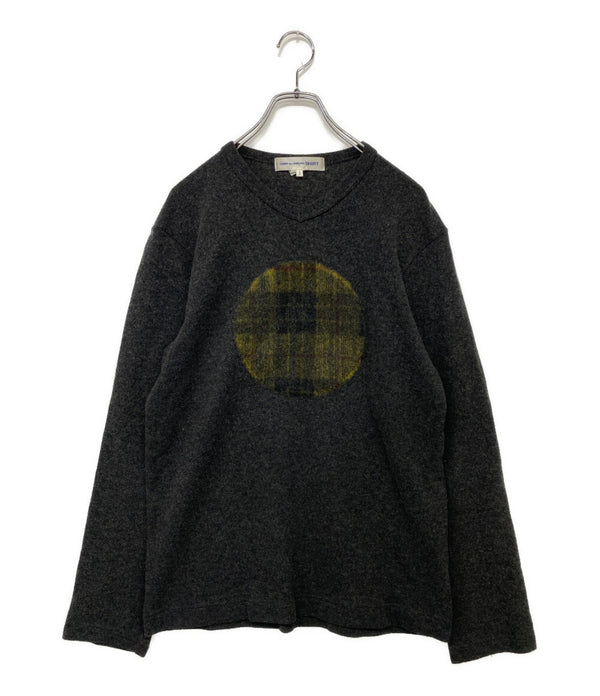 COMME des GARCONS ウールニット グレー チェック W18080 メンズ SIZE S コムデギャルソン