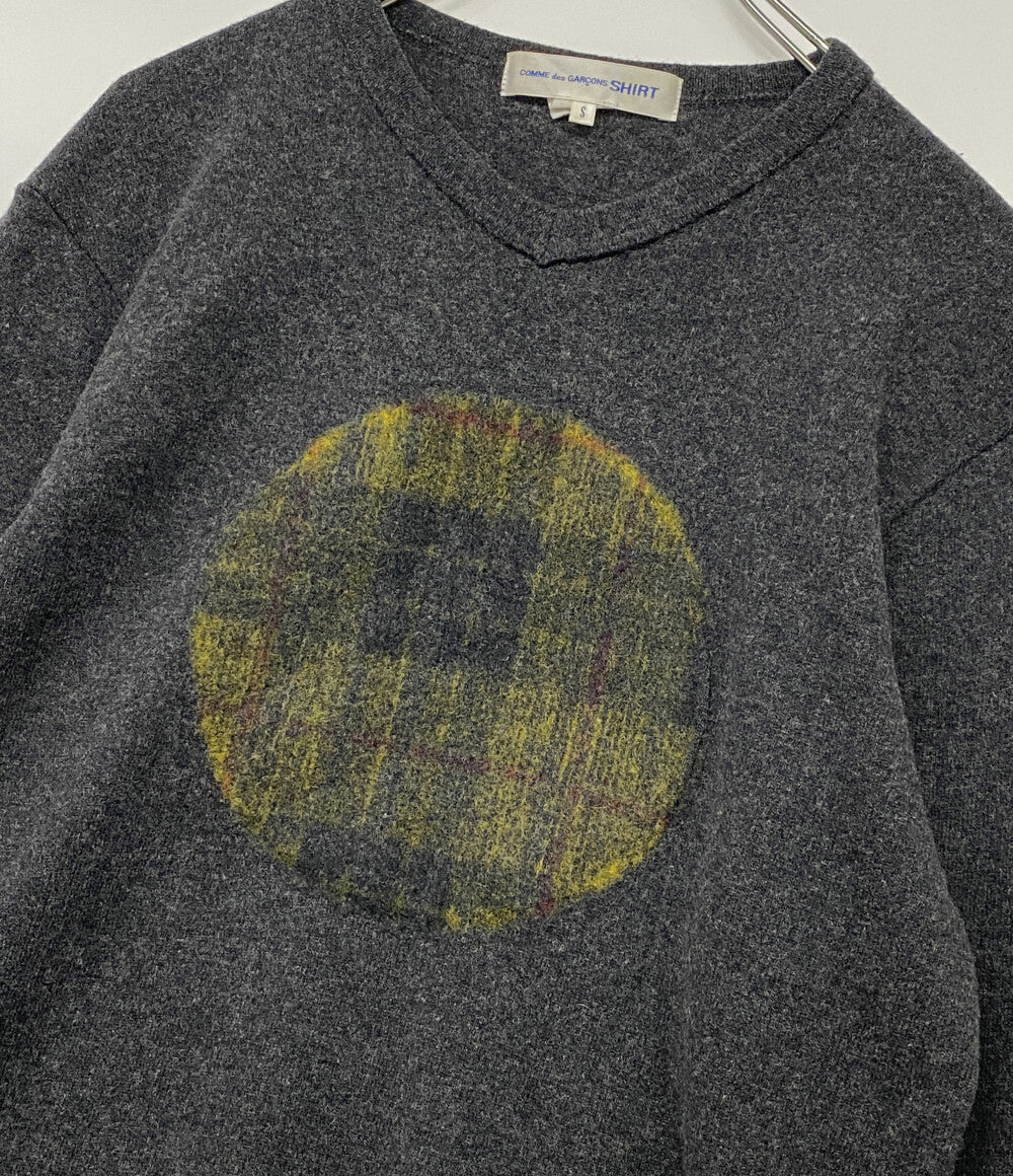 COMME des GARCONS ウールニット グレー チェック W18080 メンズ SIZE S コムデギャルソン