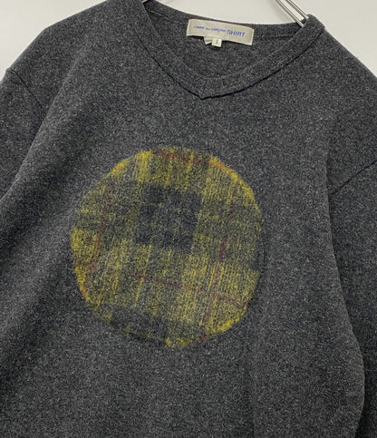COMME des GARCONS ウールニット グレー チェック W18080 メンズ SIZE S コムデギャルソン