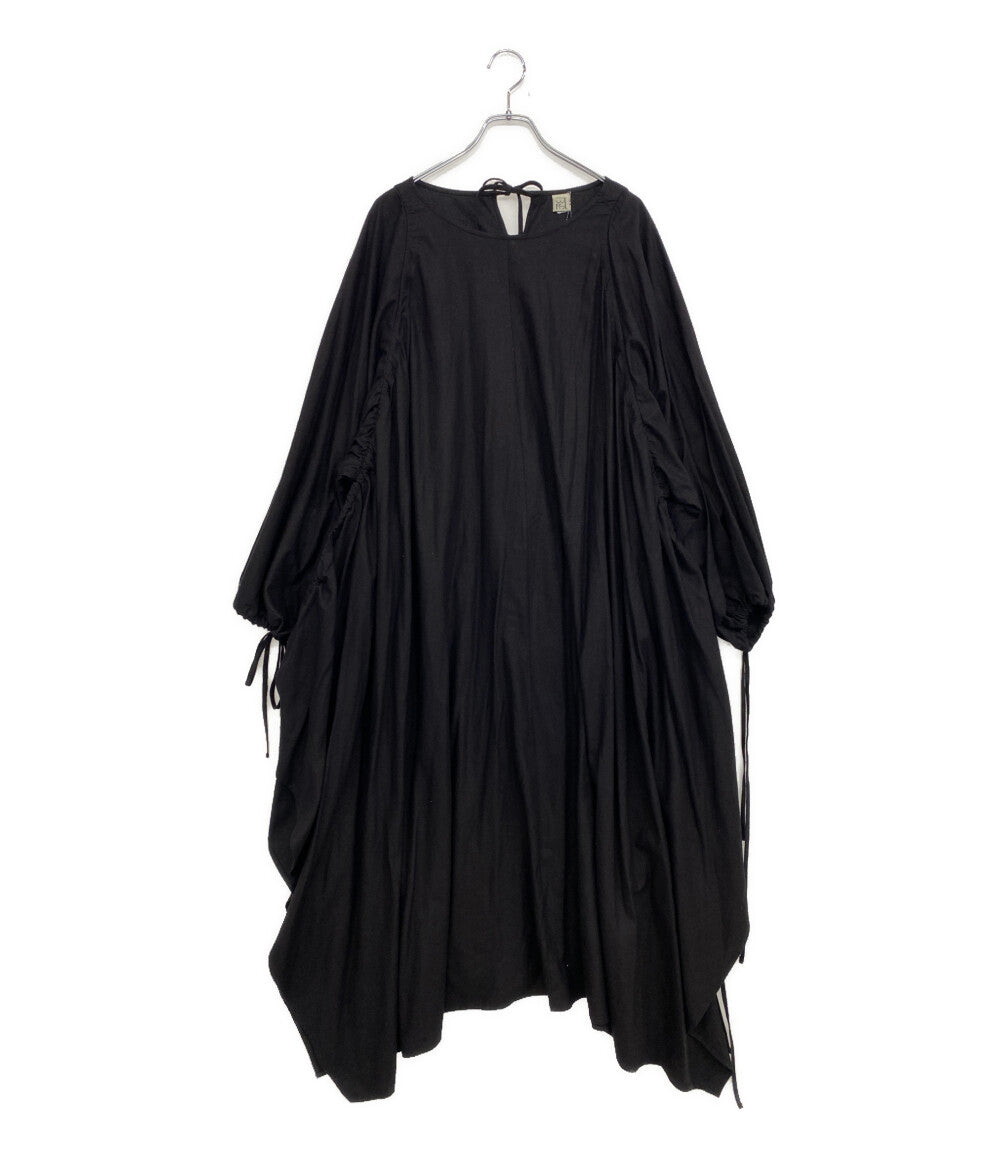BASERANGE ベースレンジ 長袖ワンピース シルク ブラック レディース SIZE M