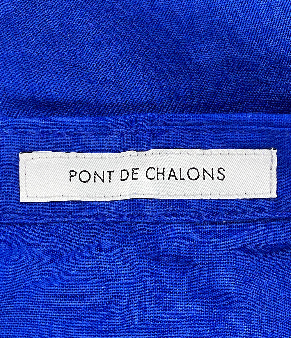 美品 PONT DE CHALONS ポンデシャロン 長袖シャツ ブラウス ブルー リネン 22430911 レディース SIZE F