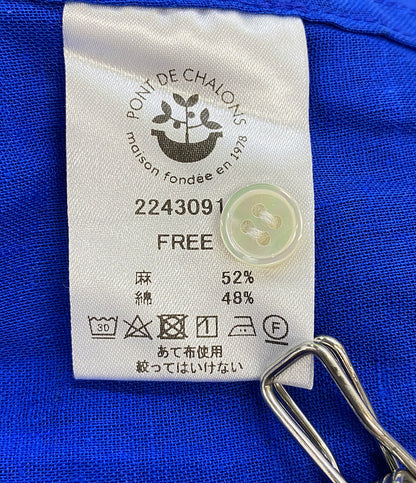 美品 PONT DE CHALONS ポンデシャロン 長袖シャツ ブラウス ブルー リネン 22430911 レディース SIZE F