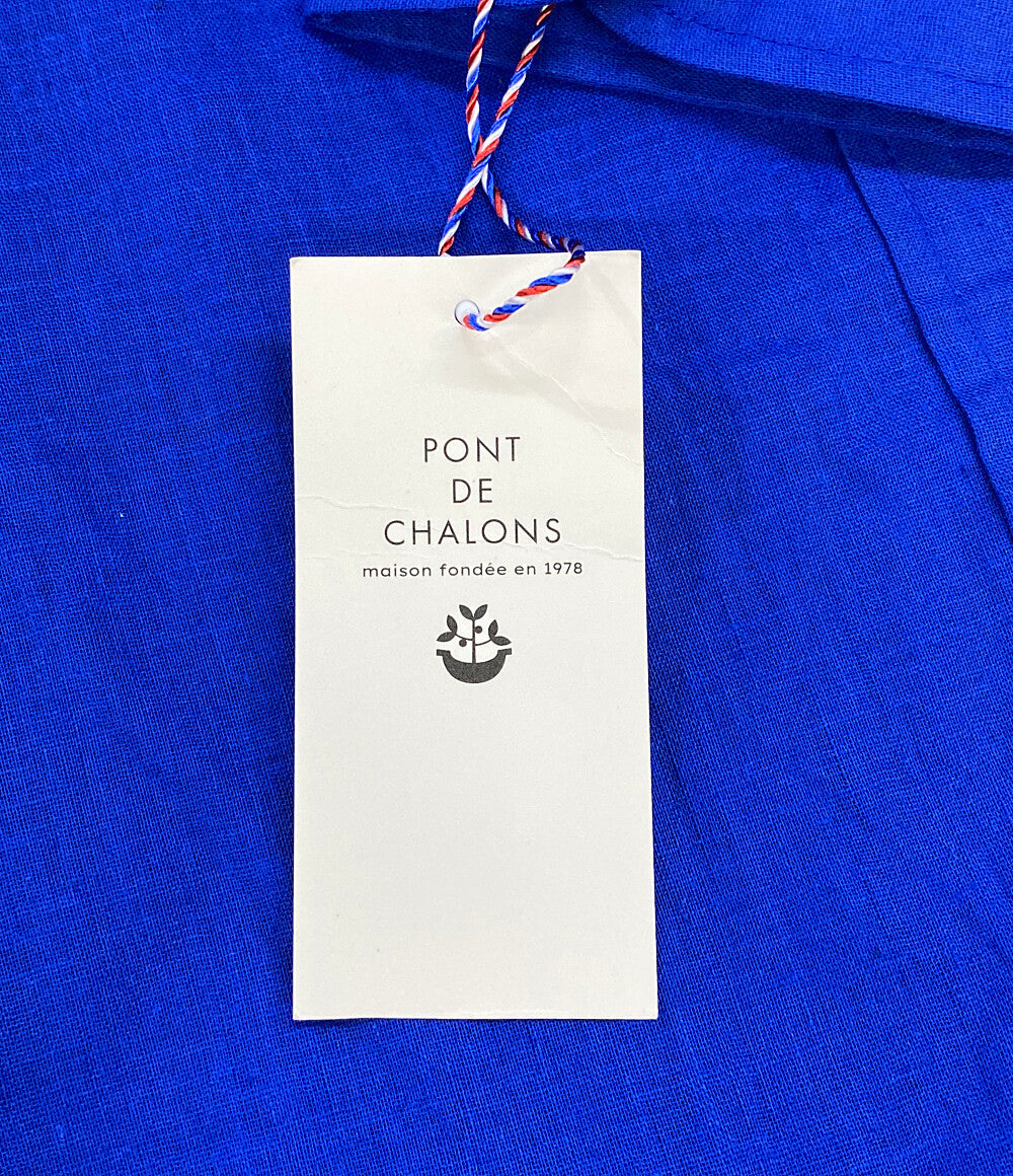 美品 PONT DE CHALONS ポンデシャロン 長袖シャツ ブラウス ブルー リネン 22430911 レディース SIZE F