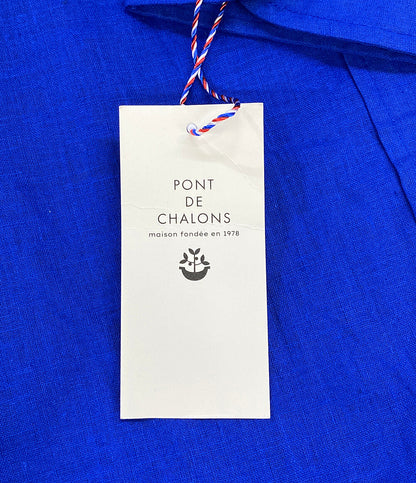 美品 PONT DE CHALONS ポンデシャロン 長袖シャツ ブラウス ブルー リネン 22430911 レディース SIZE F