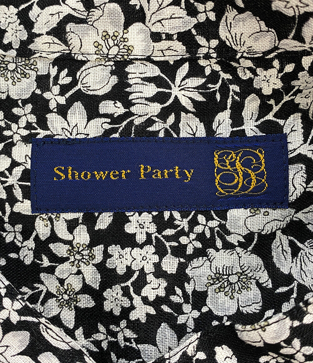 美品 Shower Party シャワーパーティー 半袖ワンピース ブラック 花 リバティ PY2622602 レディース SIZE 1