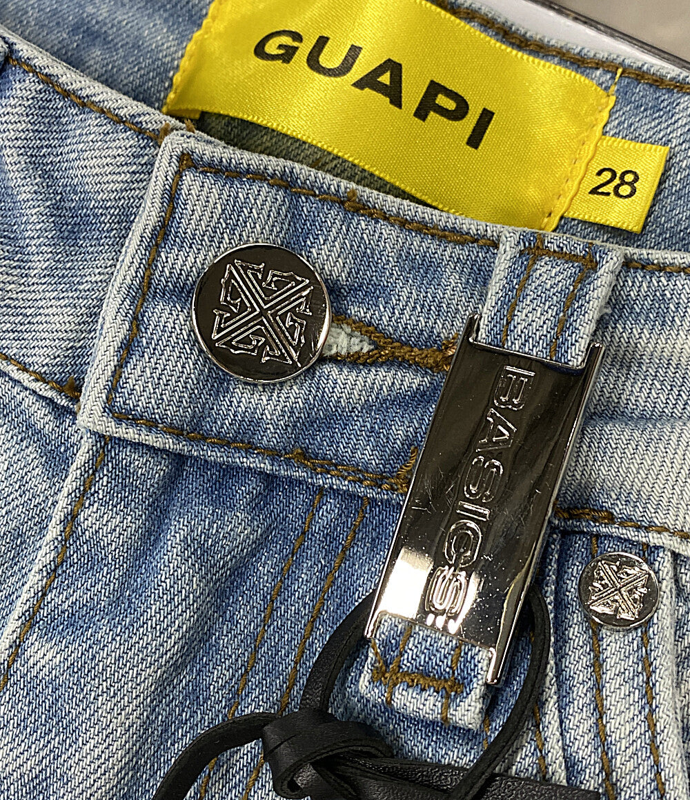 美品 GUAPI グアピ デニムフレアパンツ ライトブルー スキニー メンズ SIZE 28