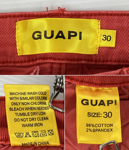 美品 GUAPI グアピ デニムパンツ チェーン付き レッド メンズ SIZE 30