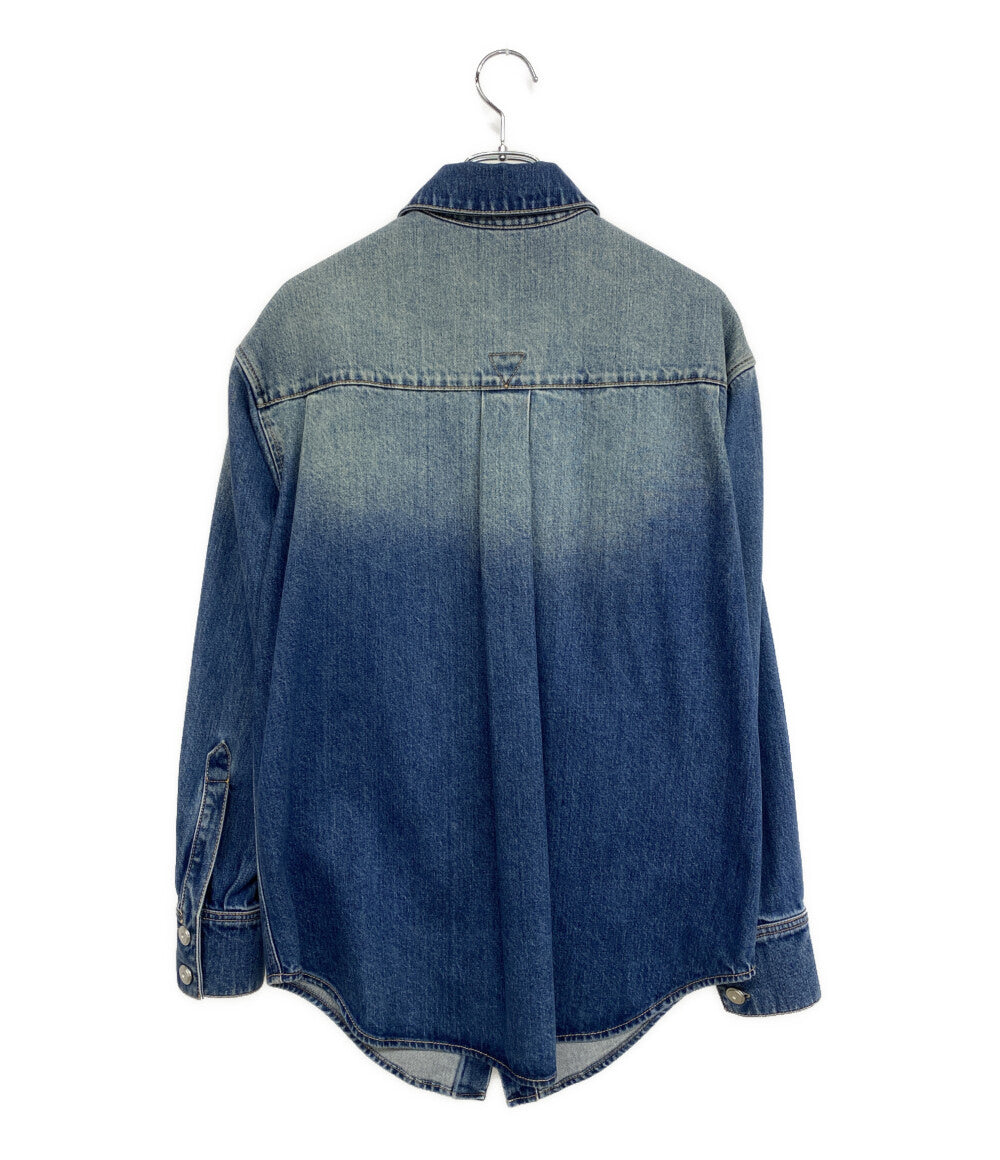 美品 ALAIA PARIS アライア 長袖シャツジャケット ブルーデニムシャツ AA9C08511T441 レディース SIZE 34