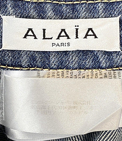 美品 ALAIA PARIS アライア 長袖シャツジャケット ブルーデニムシャツ AA9C08511T441 レディース SIZE 34