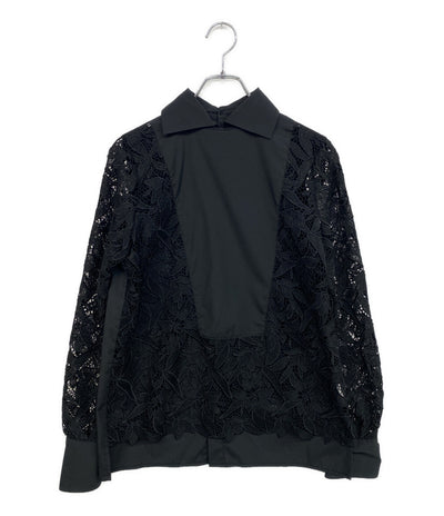 Tresor by lana トレゾールバイラナ 長袖シャツ ケミカルレースブラウス ブラック 653 4116 レディース SIZE F