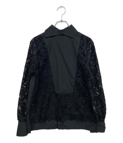 Tresor by lana トレゾールバイラナ 長袖シャツ ケミカルレースブラウス ブラック 653 4116 レディース SIZE F