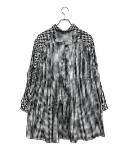 美品 PLEATS PLEASE 長袖シャツワンピース ギンガムチェック PP03-PJ863 レディース SIZE 3 プリーツプリーズ
