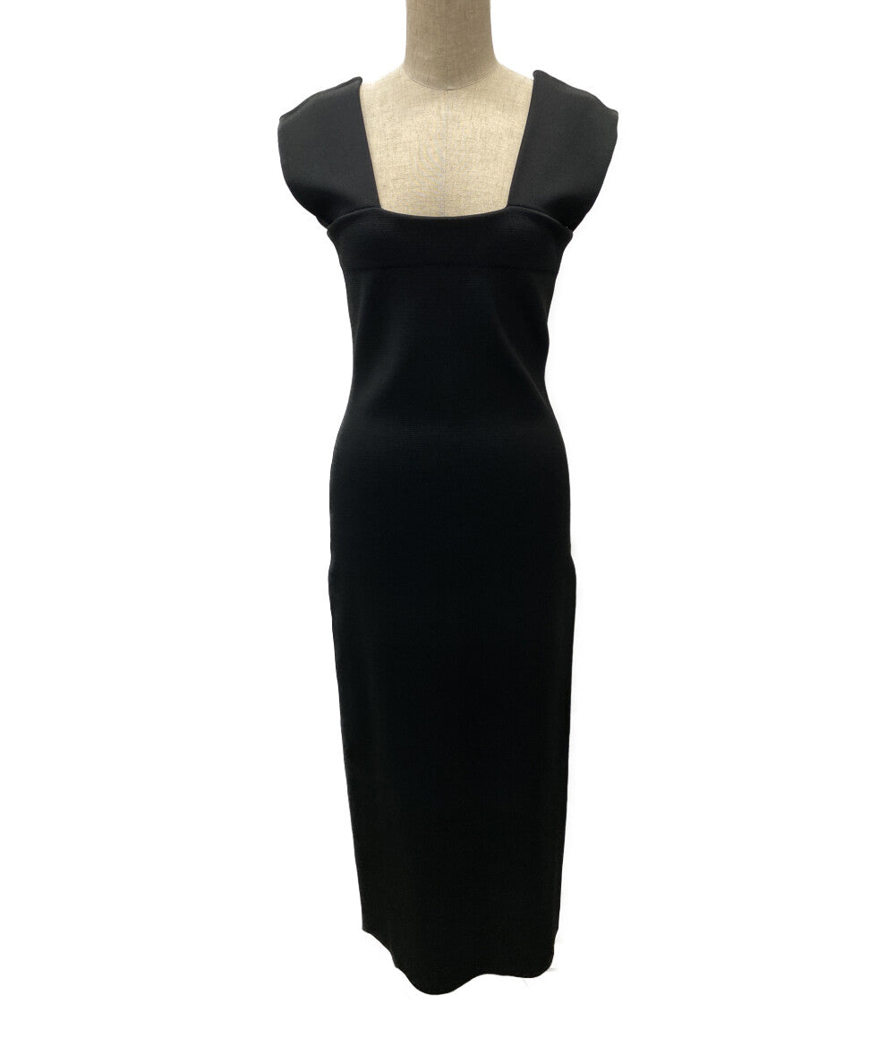 美品 Whim Gazette ニットタイトワンピ ノースリーブ WGZ1012209A0002 ブラック レディース SIZE F ウィム ガゼット