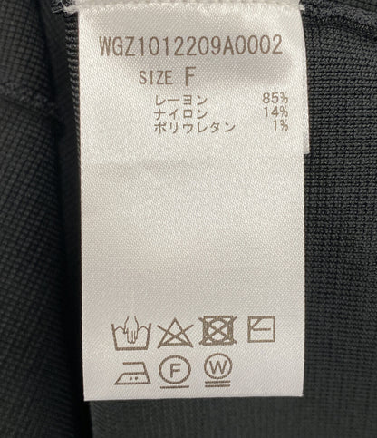 美品 Whim Gazette ニットタイトワンピ ノースリーブ WGZ1012209A0002 ブラック レディース SIZE F ウィム ガゼット