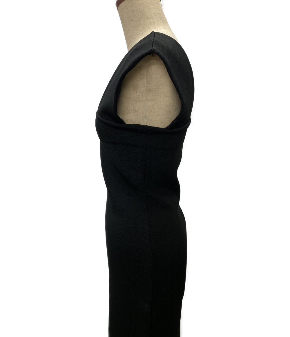 美品 Whim Gazette ニットタイトワンピ ノースリーブ WGZ1012209A0002 ブラック レディース SIZE F ウィム ガゼット