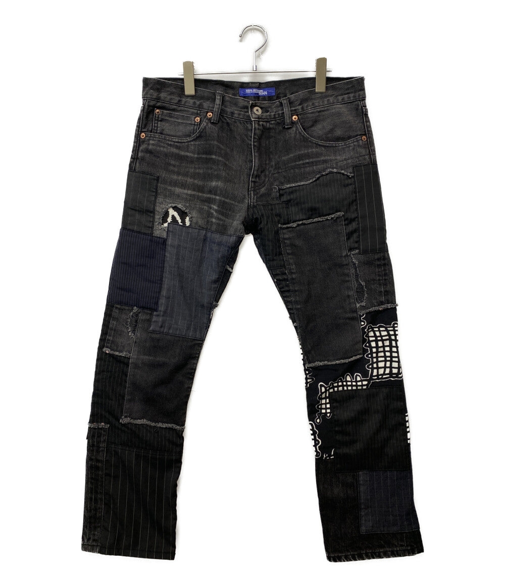 JUNYA WATANABE MAN デニムパンツ WS-P024 パッチワークブラックデニム メンズ SIZE L ジュンヤワタナベマン