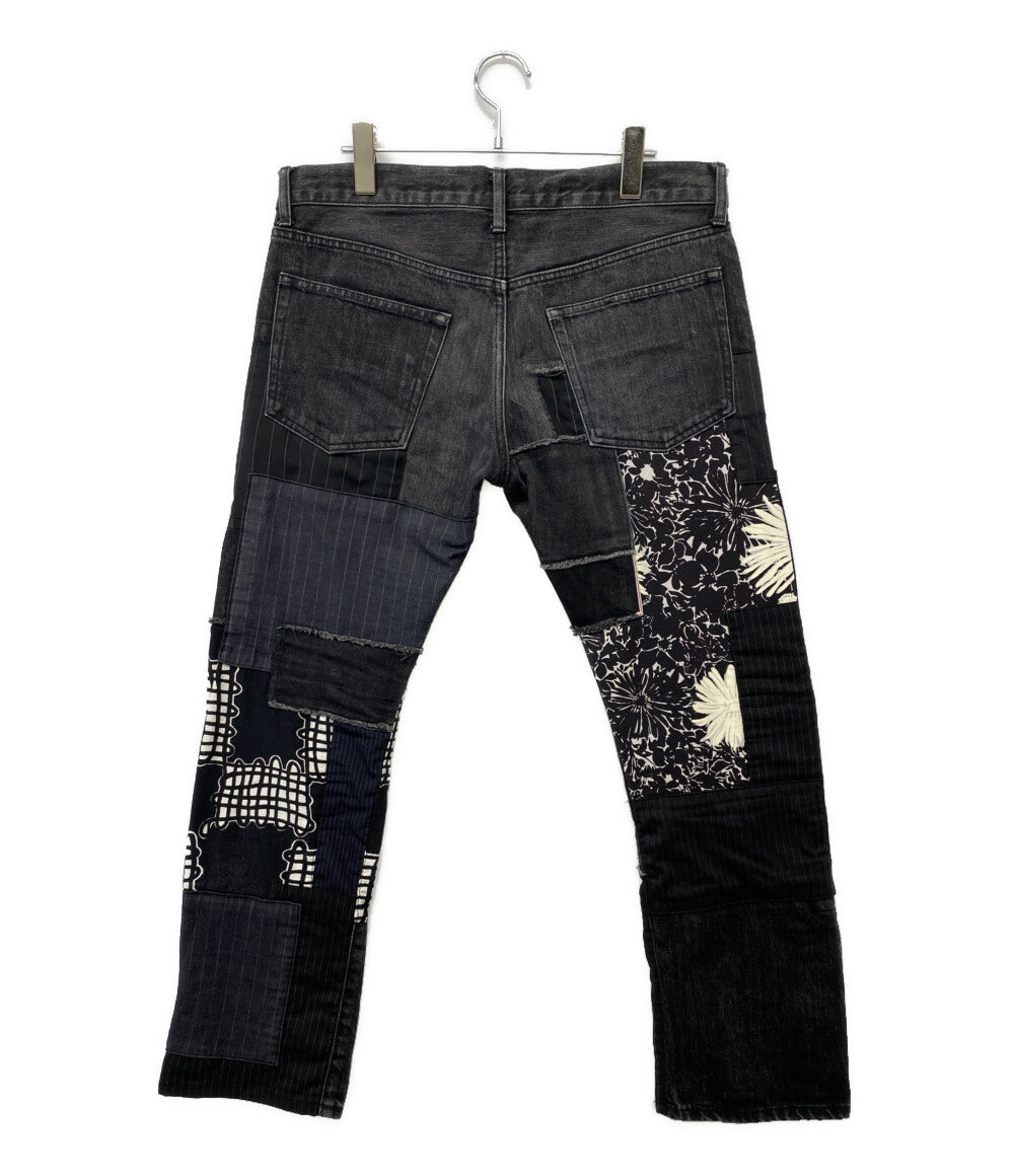 JUNYA WATANABE MAN デニムパンツ WS-P024 パッチワークブラックデニム メンズ SIZE L ジュンヤワタナベマン