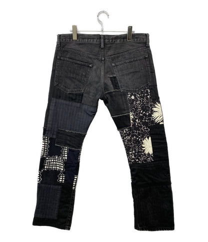 JUNYA WATANABE MAN デニムパンツ WS-P024 パッチワークブラックデニム メンズ SIZE L ジュンヤワタナベマン