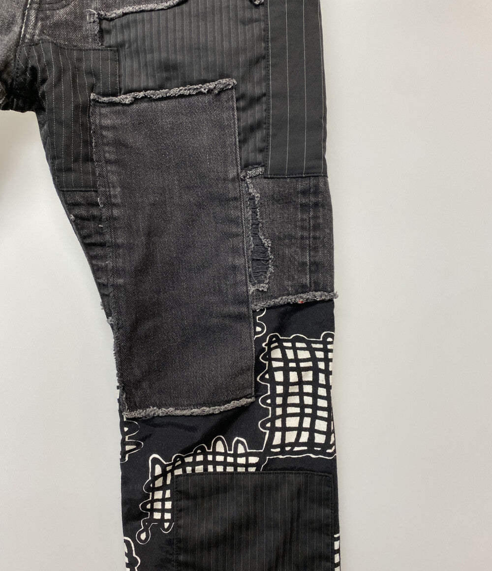 JUNYA WATANABE MAN デニムパンツ WS-P024 パッチワークブラックデニム メンズ SIZE L ジュンヤワタナベマン