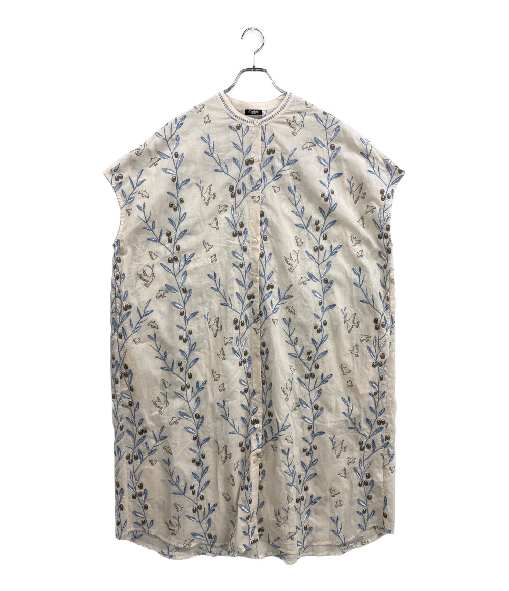 美品 marble SUD ノースリーブワンピース セナカ シャーリング ピンク 03GM074021 レディース SIZE F マーブルシュッド