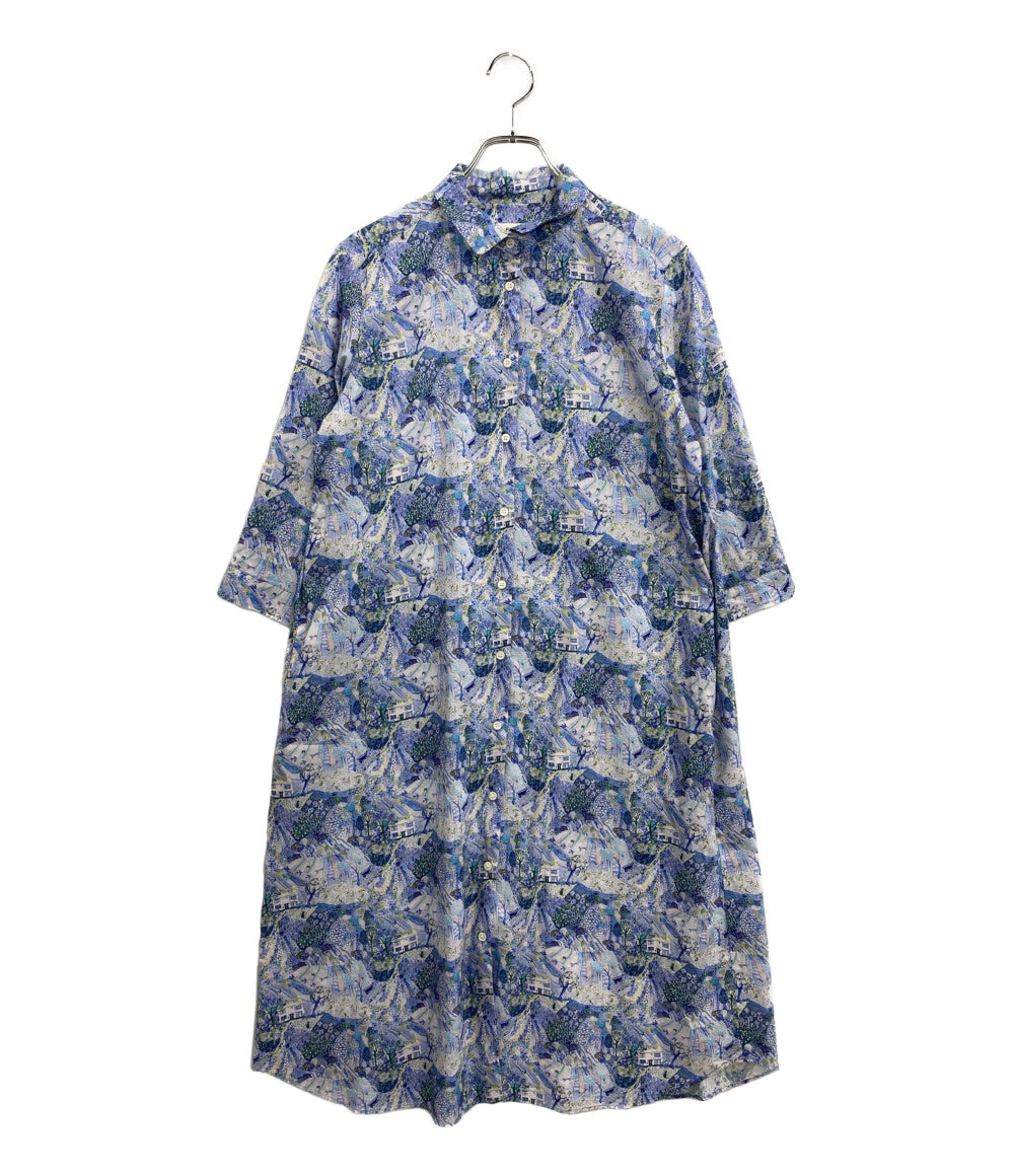 美品 Parkes パークス 五分袖ワンピース ブルー PY2322038 レディース SIZE M