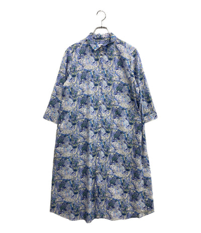 美品 Parkes パークス 五分袖ワンピース ブルー PY2322038 レディース SIZE M