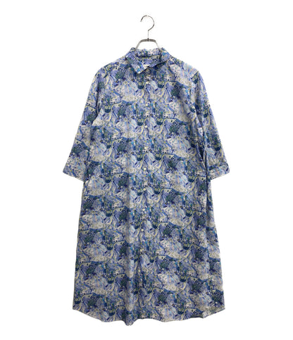 美品 Parkes パークス 五分袖ワンピース ブルー PY2322038 レディース SIZE M