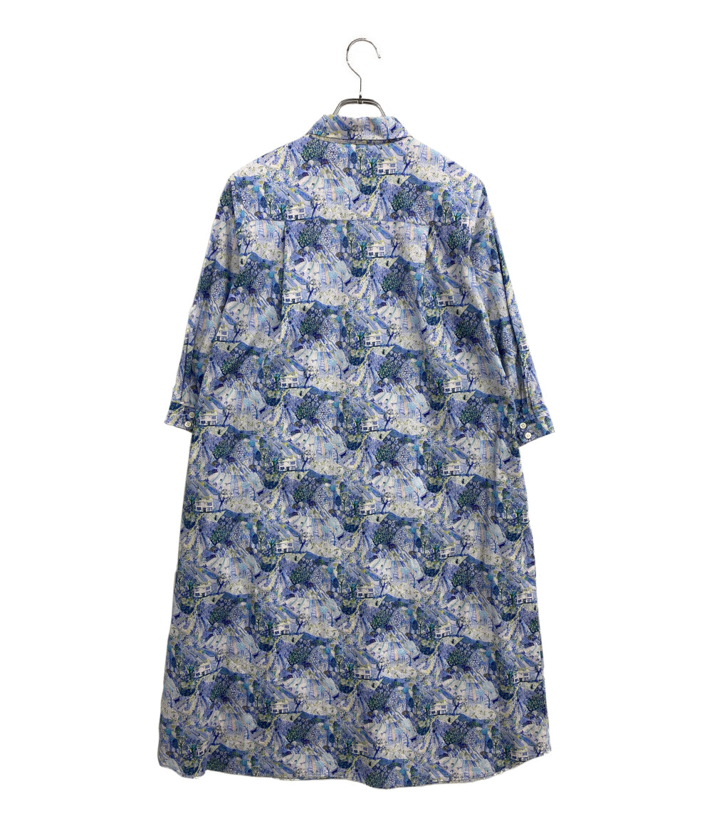 美品 Parkes パークス 五分袖ワンピース ブルー PY2322038 レディース SIZE M