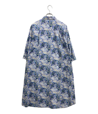 美品 Parkes パークス 五分袖ワンピース ブルー PY2322038 レディース SIZE M