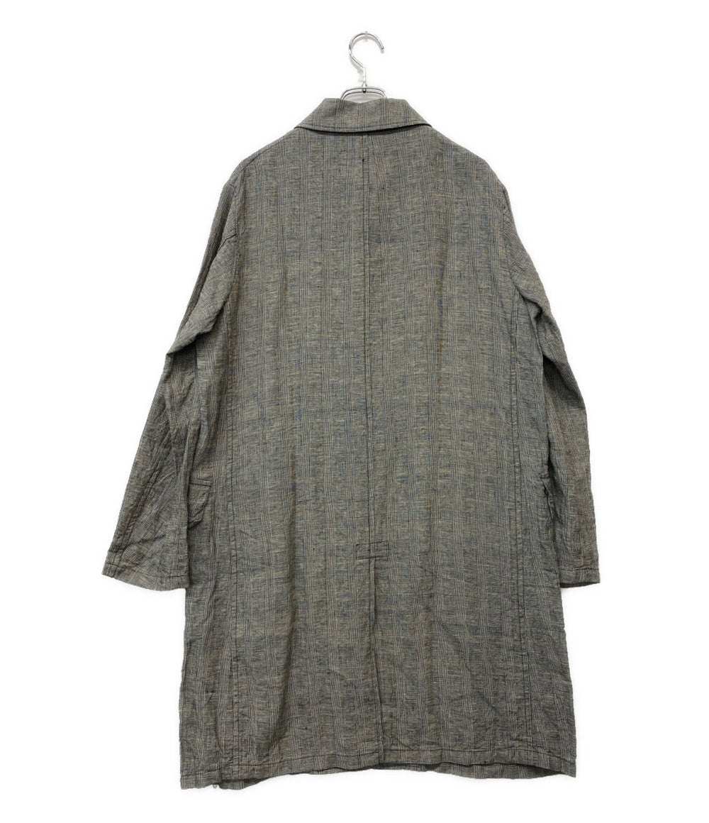 A vontade コート グレーチェック リネン メンズ SIZE M アボンタージ
