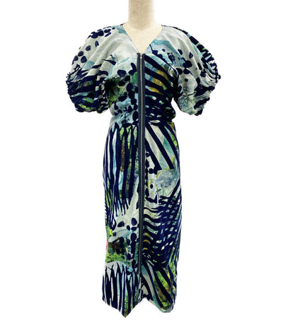 divka ディウカ 半袖ワンピース 総柄 ブルー DK26-01-O05 レディース SIZE 2