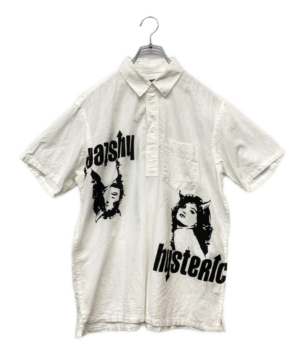 HYSTERIC GLAMOUR 半袖シャツ DEVIL WOMAN プルオーバーシャツ 02261AH08 ホワイト メンズ SIZE M ヒステリックグラマー
