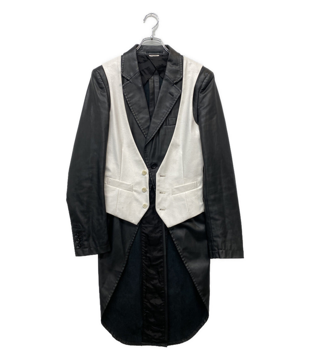 COMME des GARCONS HOMME PLUS フェイクレザー燕尾コート 2024AW PN-J035 メンズ SIZE M コムデギャルソンオムプリュス