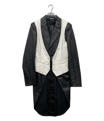 COMME des GARCONS HOMME PLUS フェイクレザー燕尾コート 2024AW PN-J035 メンズ SIZE M コムデギャルソンオムプリュス