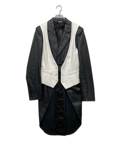 COMME des GARCONS HOMME PLUS フェイクレザー燕尾コート 2024AW PN-J035 メンズ SIZE M コムデギャルソンオムプリュス