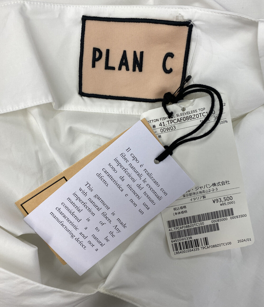 美品 PLAN C ブラウス フィッシュテールスリーブドレス ホワイト レディース SIZE 38 プラン シー