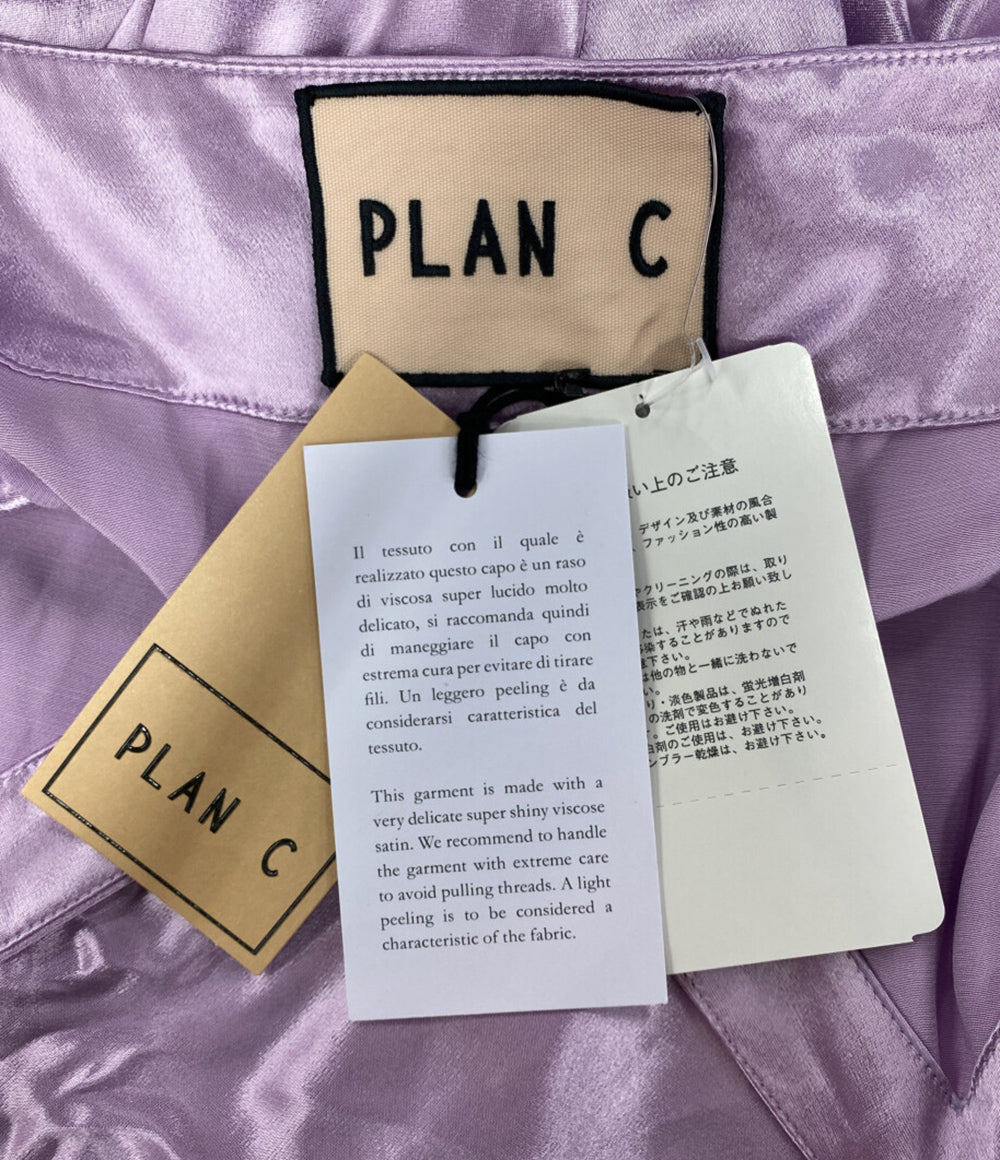 美品 PLAN C サテンスリップドレス キャミワンピ パープル レディース SIZE 36 プラン シー
