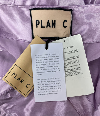 美品 PLAN C サテンスリップドレス キャミワンピ パープル レディース SIZE 36 プラン シー