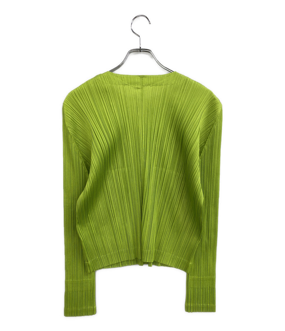美品 PLEATS PLEASE カーディガン グリーン PP53JO124 レディース SIZE 5 プリーツプリーズ